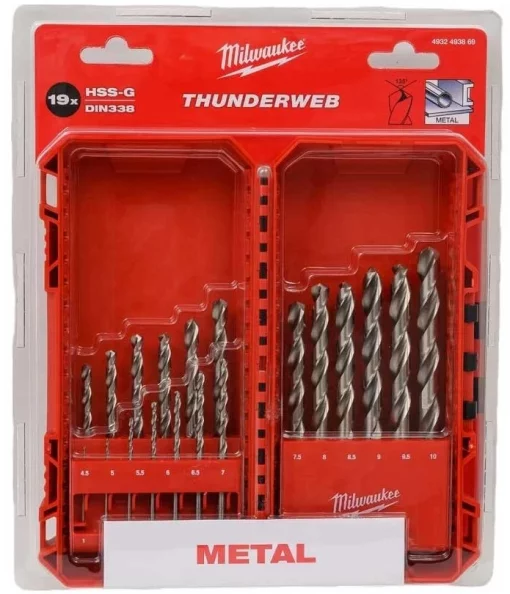 Набір свердел по металу Milwaukee HSS-G THUNDERWEB, 1-10мм, кейс, 19шт