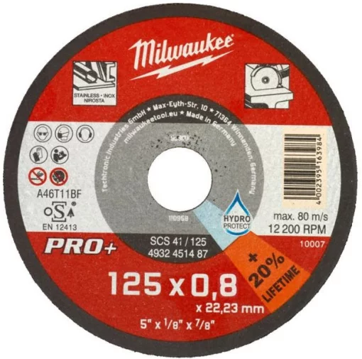 Диск відрізний Milwaukee Pro+ по металу, 125х0.8х22.2мм