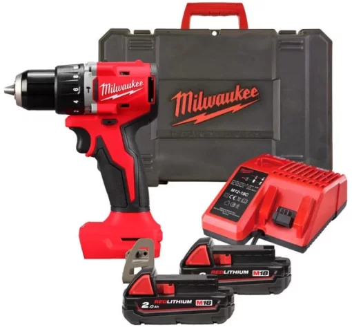 Шурупокрут-дриль акумуляторний Milwaukee BLPDRC-202C 18В 2х2А·год 60.5Нм 0·1700об/хв ЗП M12-18C кейс 1.5кг