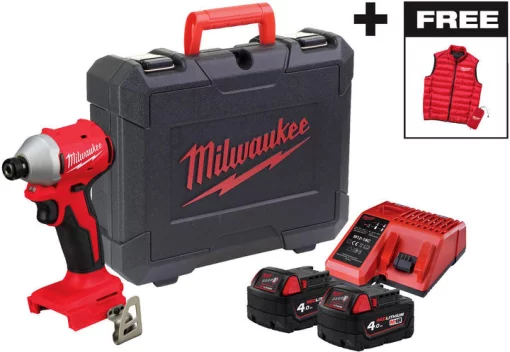 Гвинтоверт ударний акумуляторний Milwaukee M18 BLIDRC-402C 18В АКБ 2х4А·год 190Нм 0-3600об/хв ЗП M12-18C жилетка кейс 1.3кг