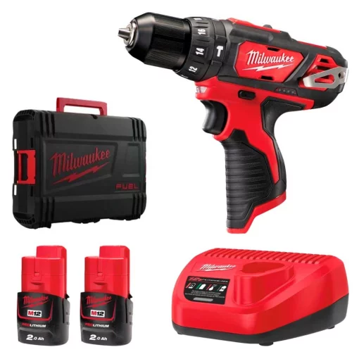 Шурупокрут-дриль акумуляторний Milwaukee M12 BPD-202C 12В 2х2А·год 30Нм 0·1500об/хв ЗП C12C жилет кейс 1.2кг