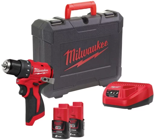 Шурупокрут-дриль акумуляторний Milwaukee M12 BLDDRC-202C 12В 2х2А·год 40Нм 0-550-1700об/хв ЗП C12C кейс 1.2кг