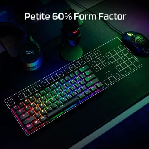 Клавіатура механічна HyperX Alloy Origins 60 61key, Red, USB-A, EN/RU, RGB, чорний