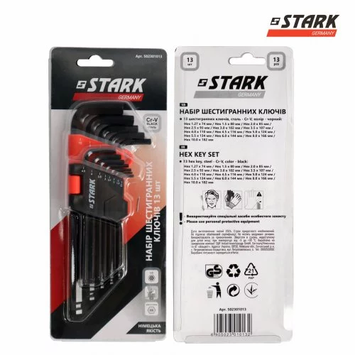 Набір шестигранних ключів із кулькоподібним наконечником Stark HEX 13 шт