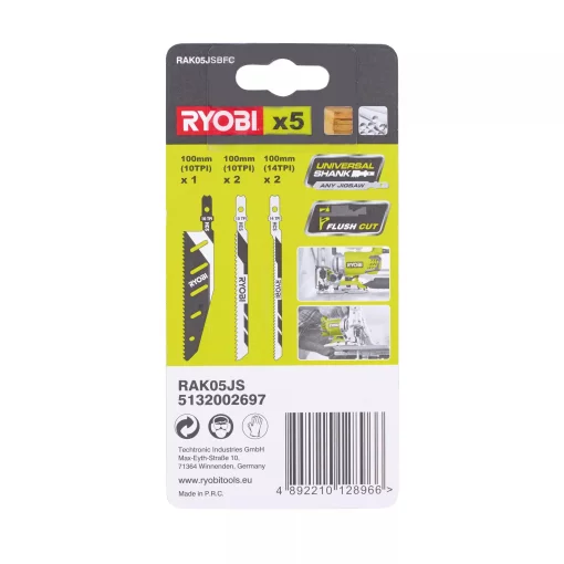 Полотно пиляльне для електролобзика Ryobi RAK05JSBFC по дереву металу набір 5шт