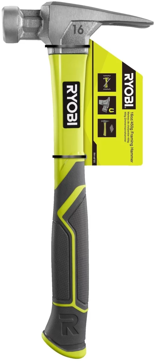 Молоток столярний Ryobi RH16FSS 450г магнітний утримувач руків'я скловолокно