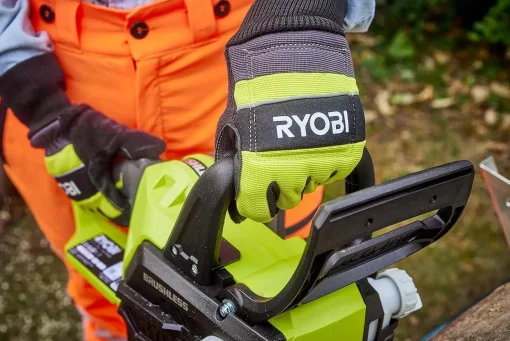 Рукавички робочі Ryobi RAC258M, козяча шкіра, захист від порізів, р.M, чорно-жовтий