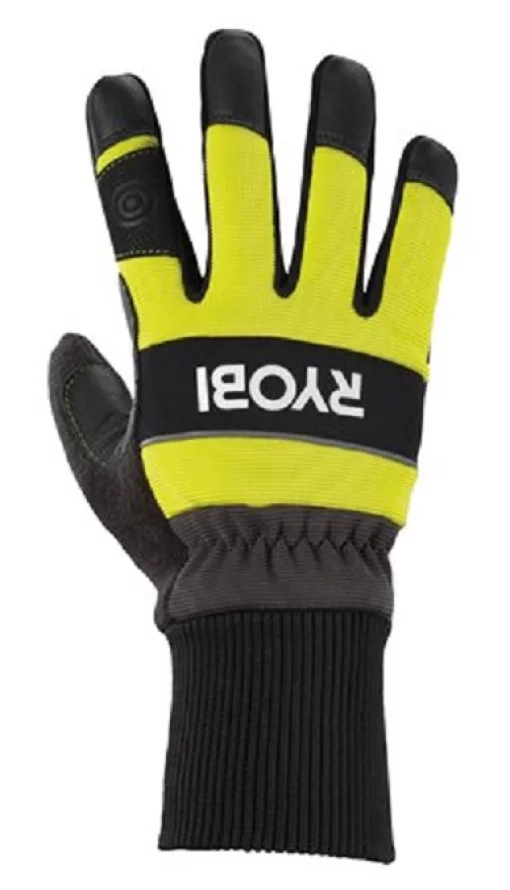 Рукавички робочі Ryobi RAC258L, козяча шкіра, захист від порізів, р.L, чорно-жовтий