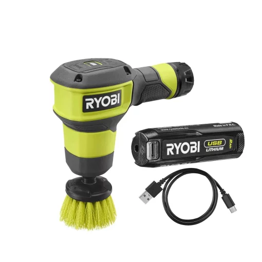 Щітка акумуляторна Ryobi USB Lithium RSCR4-120G 4В 2А·год диск 5см 200/300об/хв IPX7 0.49кг