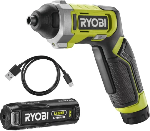 Викрутка акумуляторна Ryobi USB Lithium RSD4-120T 4В 1х2А·год 5Нм 200об/хв 10 біт 0.31кг кейс