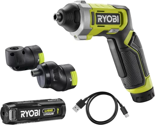 Викрутка акумуляторна Ryobi USB Lithium RSD4-120TA2 4В 1х2А·год 5Нм 200об/хв 2 насадки 10 біт 0.31кг кейс