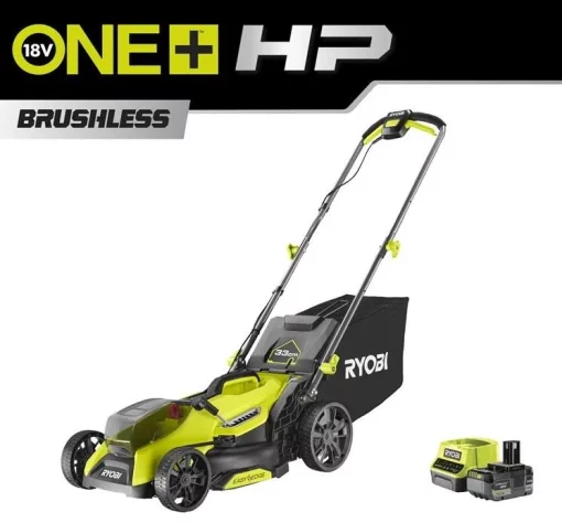 Газонокосарка акумуляторна Ryobi ONE+ HP RY18LMX33A-150 18В акб 1х5А·год 33см 30л 25-90мм 9.3кг