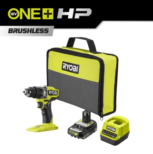 Шурупокрут-дриль акумуляторний Ryobi ONE+ HP RPD18C1-1C20G 18В 1х2А·год ЗП 60Нм 450·1700об/хв 0.95кг сумка