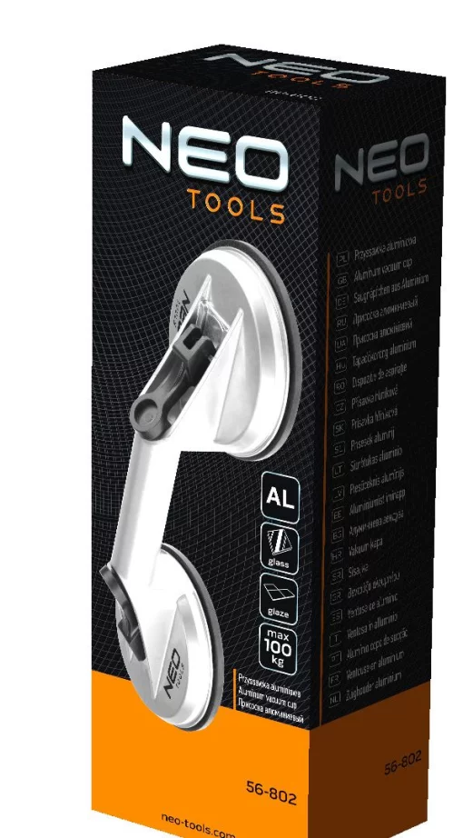 Присоска вакуумна Neo Tools, подвійна, алюмінієвий корпус, D120мм, до 100кг