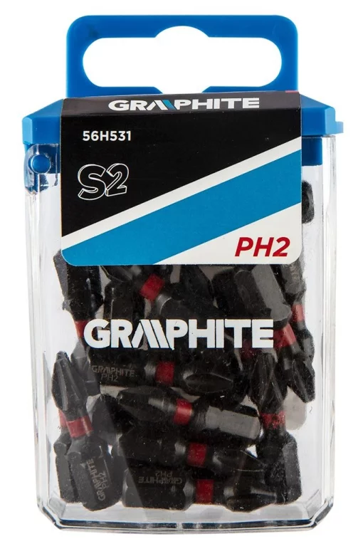 Біти GRAPHITE 1/4", ударні, PH2x25мм, сталь S2 набір 20шт