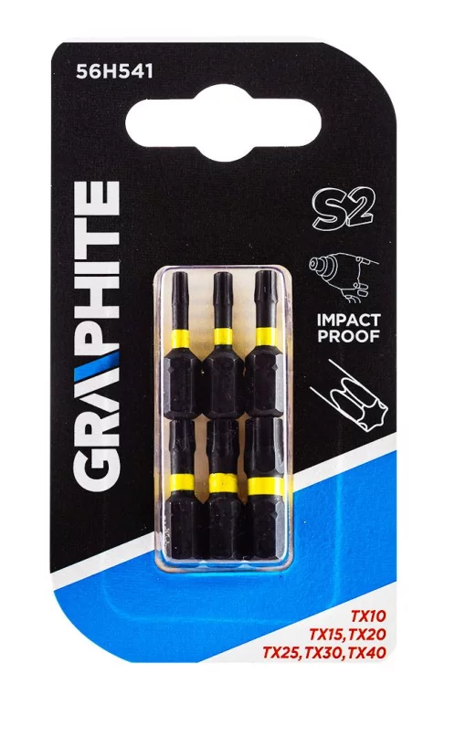 Біти GRAPHITE 1/4", ударні, TX, 25мм, сталь S2, набір 6шт