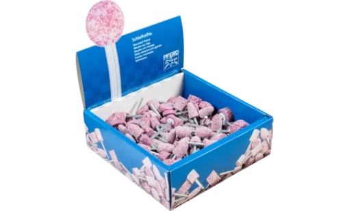 Шліфувальна головка абраз. хв.6мм в ассортименті, тверд. М для метал. рожева