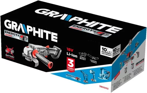 Шліфмашина кутова акумуляторна GRAPHITE Energy + 115мм 18В 10000об/хв 1.5кг без АКБ та ЗП
