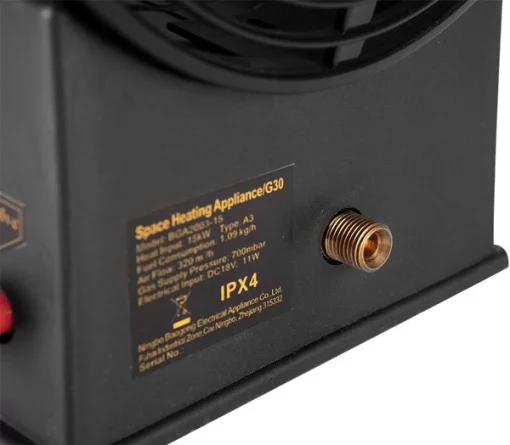 Теплова гармата газова GRAPHITE, акумуляторна 18В, 30кВт, 200м2, 500м3/год, IP24, чорний