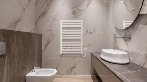 Рушникосушка Hygge Family електрична Oxford, 770х530х80мм, таймер-регулятор, сталь, білий матовий