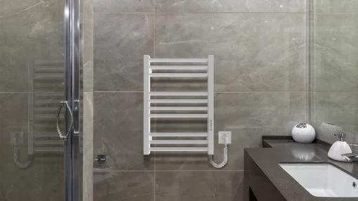 Рушникосушка Hygge Family електрична Derby, 570х430х80мм, таймер-регулятор, сталь, білий матовий