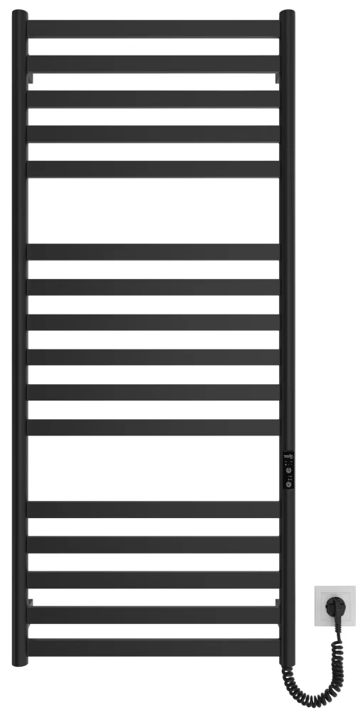 Рушникосушка Hygge Family електрична York, 1170х530х80мм, таймер-регулятор, сталь, чорний матовий