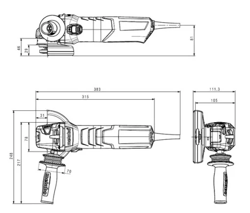 Шліфмашина кутова Metabo WEVA 15-125 Quick 125мм 1550Вт 2800-11000об/хв 2.5кг