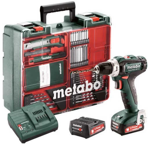 Шурупокрут-дриль акумуляторний Metabo PowerMaxx SB 12 Set 12В 2x2А·год 17·40Нм 0-360·0-1400об/хв 1.1кг