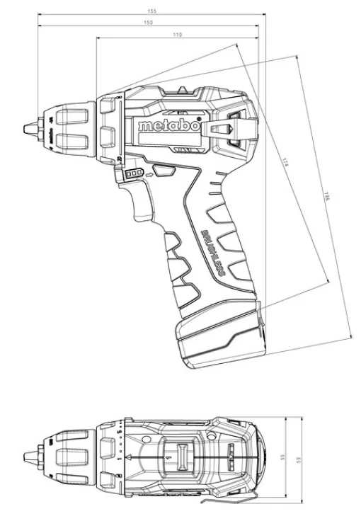 Шурупокрут-дриль акумуляторний Metabo PowerMaxx BS BL 12В 2х2.0А·год 20·38Нм 0-400·0-1500об/хв 0.8кг