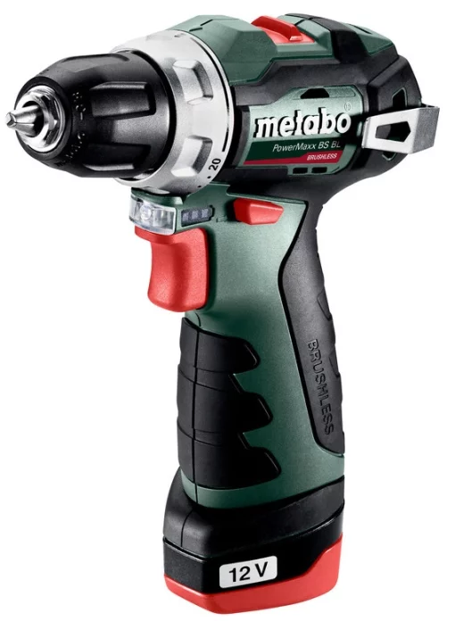 Шурупокрут-дриль акумуляторний Metabo PowerMaxx BS BL 12В 2х2.0А·год 20·38Нм 0-400·0-1500об/хв 0.8кг