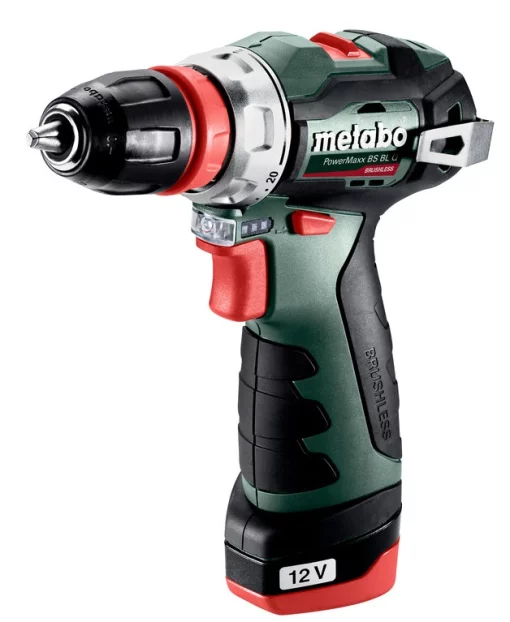 Шурупокрут-дриль акумуляторний Metabo PowerMaxx BS BL Q 12В 2х2.0А·год 20·38Нм кейс 0-400·0-1500об/хв 0.8кг