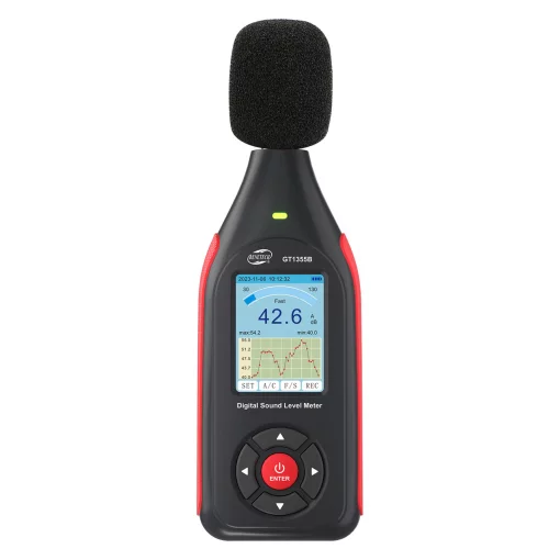 Вимірювач рівня шуму (шумомер) цв дисплей, фільтр А/С, USB BENETECH GT1355B