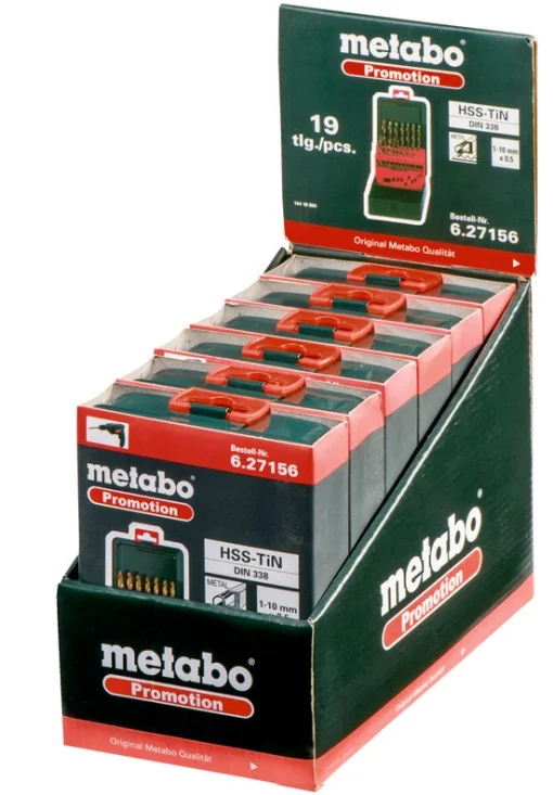 Набір свердел по металу Metabo HSS-TiN, 19шт