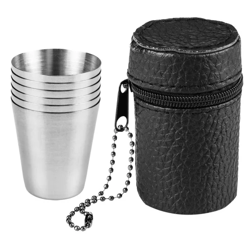 Стакани туристичні Neo Tools, 6шт, 30мл, нержавіюча сталь, чохол