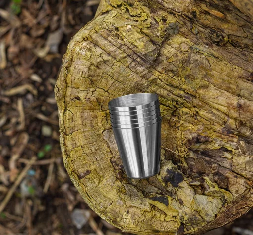 Стакани туристичні Neo Tools, 6шт, 30мл, нержавіюча сталь, чохол