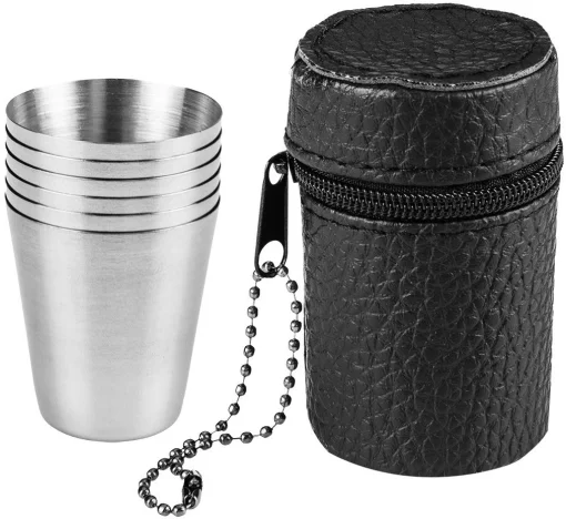 Стакани туристичні Neo Tools, 6шт, 30мл, нержавіюча сталь, чохол