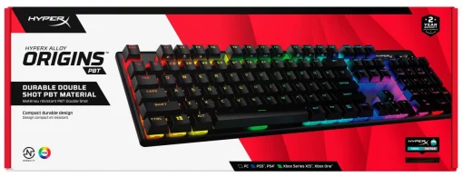Клавіатура механічна HyperX Alloy Origins PBT 104key, AqUK, USB-A, EN/UA, RGB, чорний