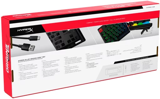 Клавіатура механічна HyperX Alloy Origins Core PBT 87key, AqUK, USB-A, EN/UA, RGB, чорний