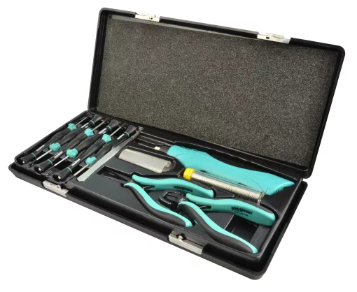 Набір інструментів для точної механіки 11од. пластик.кейс (паяльник,викрутки,тогкогубці)