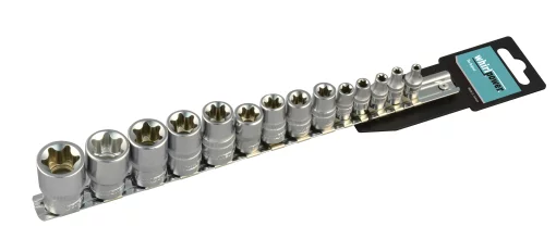 Набір головок 1/4", 3/8", 1/2" Е4-Е24 14од на планці