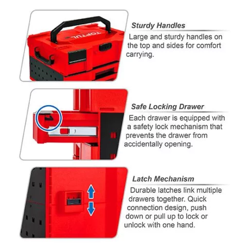 Ящик для інструменту модульний 3 секції 456x372x250 мм (пластик) TOPTUL TBCE0202