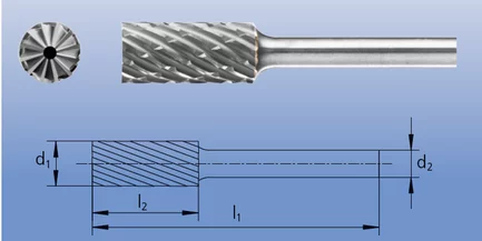 Борфреза ВК8 6,0мм циліндрична з торцевим зубом, хв.-6мм (ZYAS 0616/6)