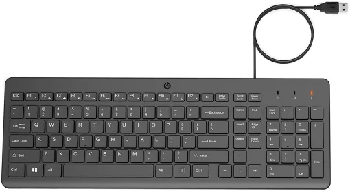 Клавіатура мембранна HP 150, 104key, USB-A, EN/RU, чорний