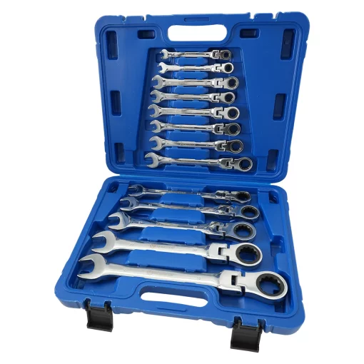 Набір ключів комбінованих із тріскачкою та шарніром 8,10, 12-15,17,19, 22, 27, 30, 32 мм 13ед.  СТАНДАРТ