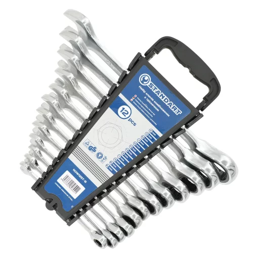 Набір ключів комбінованих із тріскачкою 8-15,17, 19, 22 мм 12ед. на холдері СТАНДАРТ NGW12ST-B