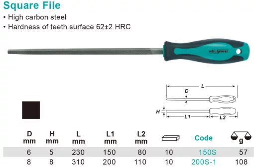 Напилок квадратний 200мм з ручкою