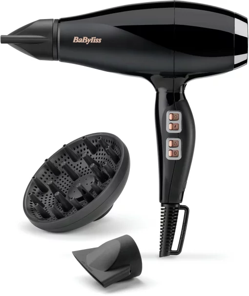 Фен Babyliss Air Power Pro, 2300Вт, 3 режими, дифузор, іоніз-я, хол. обдув, кераміка, чорно-рожевий