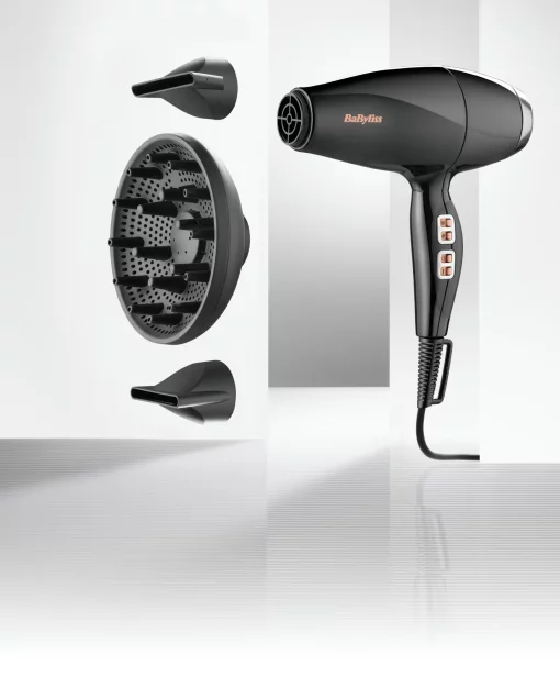 Фен Babyliss Air Power Pro, 2300Вт, 3 режими, дифузор, іоніз-я, хол. обдув, кераміка, чорно-рожевий