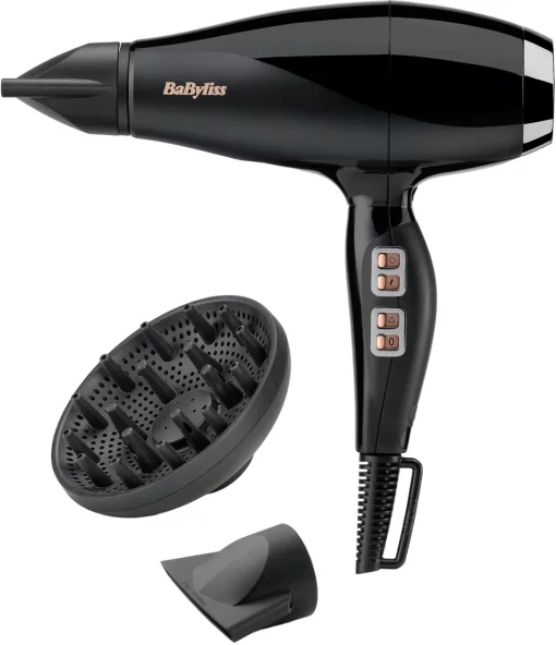 Фен Babyliss Air Power Pro, 2300Вт, 3 режими, дифузор, іоніз-я, хол. обдув, кераміка, чорно-рожевий