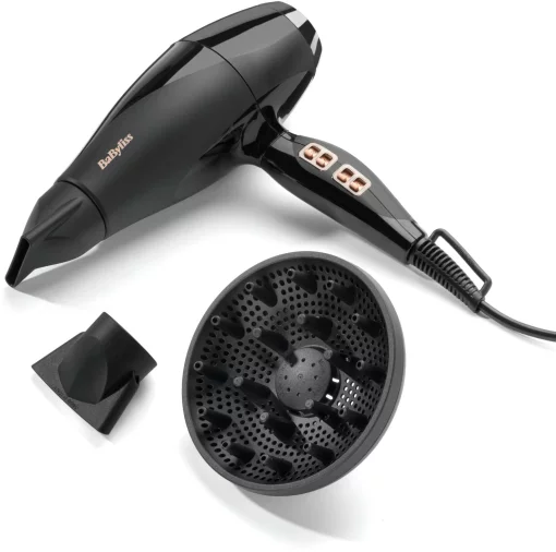 Фен Babyliss Air Power Pro, 2300Вт, 3 режими, дифузор, іоніз-я, хол. обдув, кераміка, чорно-рожевий
